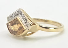 Load image into Gallery viewer, 2952: Vintage & Rare Hessonite Garnet Sparkling Natural Diamonds Statement Ring