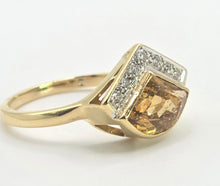 Load image into Gallery viewer, 2952: Vintage & Rare Hessonite Garnet Sparkling Natural Diamonds Statement Ring