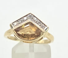 Load image into Gallery viewer, 2952: Vintage & Rare Hessonite Garnet Sparkling Natural Diamonds Statement Ring