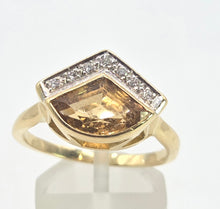 Load image into Gallery viewer, 2952: Vintage & Rare Hessonite Garnet Sparkling Natural Diamonds Statement Ring