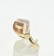 Load image into Gallery viewer, 2952: Vintage & Rare Hessonite Garnet Sparkling Natural Diamonds Statement Ring