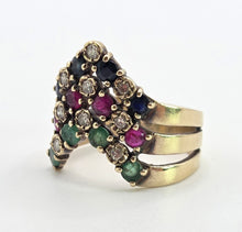 Load image into Gallery viewer, 2974: Vintage 9ct Gold Multi-Precious Gemstones Cocktail Ring- From 1978
