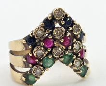 Load image into Gallery viewer, 2974: Vintage 9ct Gold Multi-Precious Gemstones Cocktail Ring- From 1978