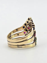 Load image into Gallery viewer, 2974: Vintage 9ct Gold Multi-Precious Gemstones Cocktail Ring- From 1978
