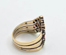 Load image into Gallery viewer, 2974: Vintage 9ct Gold Multi-Precious Gemstones Cocktail Ring- From 1978