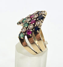Load image into Gallery viewer, 2974: Vintage 9ct Gold Multi-Precious Gemstones Cocktail Ring- From 1978