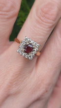 Load image into Gallery viewer, 2968- Vintage 18ct Gold Art Deco Style Garnets Diamonds Ring- From 1975