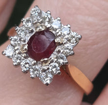 Load image into Gallery viewer, 2968- Vintage 18ct Gold Art Deco Style Garnets Diamonds Ring- From 1975