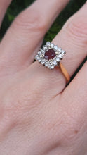 Load image into Gallery viewer, 2968- Vintage 18ct Gold Art Deco Style Garnets Diamonds Ring- From 1975