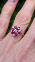 Load image into Gallery viewer, 2966- Vintage 18ct Gold Rubies Diamonds Flower Head Ring