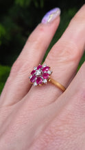 Load image into Gallery viewer, 2966- Vintage 18ct Gold Rubies Diamonds Flower Head Ring