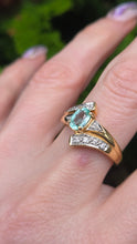 Load image into Gallery viewer, 6416: 18ct Gold Blue Aquamarine Diamonds Bypass Cocktail Ring