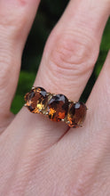 Load image into Gallery viewer, 6421 Vintage & Rare 9ct Gold Smokey Quartz Trilogy Ring