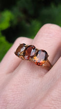 Load image into Gallery viewer, 6421 Vintage & Rare 9ct Gold Smokey Quartz Trilogy Ring