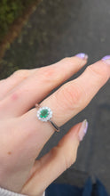Load image into Gallery viewer, 6434: Vintage: 18ct White Gold Emerald 12 Diamonds Ring