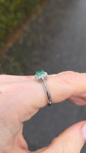 Load image into Gallery viewer, 6434: Vintage: 18ct White Gold Emerald 12 Diamonds Ring