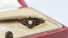Load image into Gallery viewer, 2668: Antique 18ct Gold Diamonds Seed Pearl "In Memory of " Ring- From 1865