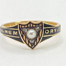 Load image into Gallery viewer, 2668: Antique 18ct Gold Diamonds Seed Pearl "In Memory of " Ring- From 1865