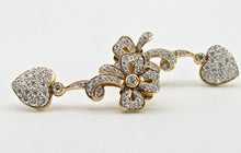 Load image into Gallery viewer, 2677: Vintage 18ct Gold Diamonds Encrusted Heart Shaped Drop/Dangle Earrings