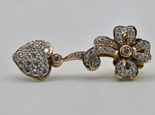 Load image into Gallery viewer, 2677: Vintage 18ct Gold Diamonds Encrusted Heart Shaped Drop/Dangle Earrings