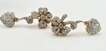 Load image into Gallery viewer, 2677: Vintage 18ct Gold Diamonds Encrusted Heart Shaped Drop/Dangle Earrings