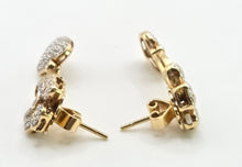 Load image into Gallery viewer, 2677: Vintage 18ct Gold Diamonds Encrusted Heart Shaped Drop/Dangle Earrings