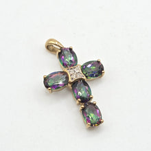 Load image into Gallery viewer, 2808: Vintage & Rare Caribbean Topaz Natural diamonds Cross Pendant
