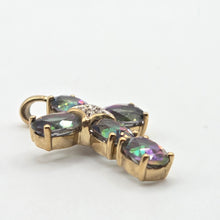 Load image into Gallery viewer, 2808: Vintage & Rare Caribbean Topaz Natural diamonds Cross Pendant