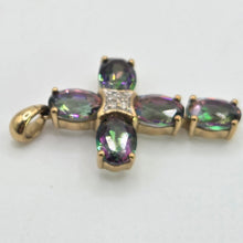 Load image into Gallery viewer, 2808: Vintage & Rare Caribbean Topaz Natural diamonds Cross Pendant