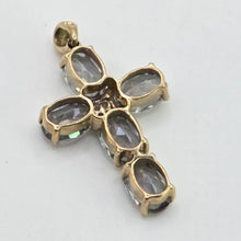 Load image into Gallery viewer, 2808: Vintage & Rare Caribbean Topaz Natural diamonds Cross Pendant