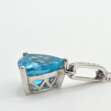 Load image into Gallery viewer, 2977: Vintage & Heavy 18ct White Gold Swiss Blue Topaz 5 Diamonds Pendant