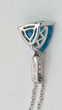 Load image into Gallery viewer, 2977: Vintage & Heavy 18ct White Gold Swiss Blue Topaz 5 Diamonds Pendant