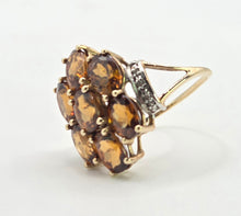 Load image into Gallery viewer, 2981: Vintage Statement Orange Topaz Natural Diamonds Cluster Ring