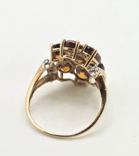 Load image into Gallery viewer, 2981: Vintage Statement Orange Topaz Natural Diamonds Cluster Ring