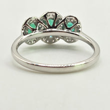 Load image into Gallery viewer, 2986: Vintage Platinum Emeralds Diamonds Dress Ring- Sensational