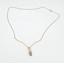 Load image into Gallery viewer, 2754: Vintage 9ct Gold Tanzanite Natural Sparkling Diamonds Pendant & 9ct Chain
