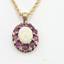 Load image into Gallery viewer, 2842: Vintage 9ct Gold Op[al Rubies Pendant & 9ct Gold Necklace- From 1980