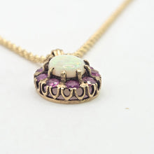 Load image into Gallery viewer, 2842: Vintage 9ct Gold Op[al Rubies Pendant & 9ct Gold Necklace- From 1980