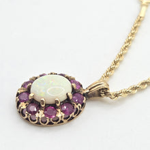 Load image into Gallery viewer, 2842: Vintage 9ct Gold Op[al Rubies Pendant & 9ct Gold Necklace- From 1980