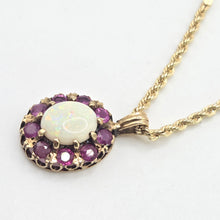 Load image into Gallery viewer, 2842: Vintage 9ct Gold Op[al Rubies Pendant & 9ct Gold Necklace- From 1980