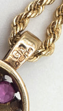 Load image into Gallery viewer, 2842: Vintage 9ct Gold Op[al Rubies Pendant & 9ct Gold Necklace- From 1980
