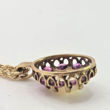 Load image into Gallery viewer, 2842: Vintage 9ct Gold Op[al Rubies Pendant & 9ct Gold Necklace- From 1980