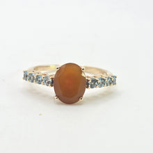 Load image into Gallery viewer, 2844; Vintage & Rare 9ct Gold Fire Opal Blue Spinals Dress Ring