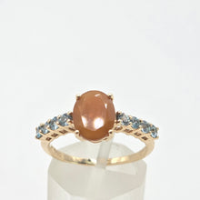 Load image into Gallery viewer, 2844; Vintage & Rare 9ct Gold Fire Opal Blue Spinals Dress Ring