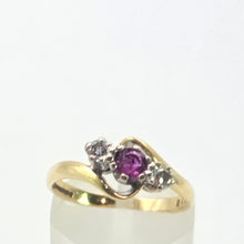 Load image into Gallery viewer, 2846: Vintage 18t Gold Ruby & Natural Diamonds Bypass Ring