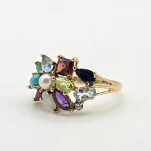 Load image into Gallery viewer, 2848: Vintage 9ct God "Tutti Frutti" Multi-Gemstone Dress Ring