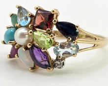 Load image into Gallery viewer, 2848: Vintage 9ct God "Tutti Frutti" Multi-Gemstone Dress Ring