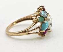 Load image into Gallery viewer, 2848: Vintage 9ct God "Tutti Frutti" Multi-Gemstone Dress Ring
