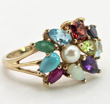 Load image into Gallery viewer, 2848: Vintage 9ct God "Tutti Frutti" Multi-Gemstone Dress Ring
