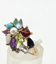 Load image into Gallery viewer, 2848: Vintage 9ct God "Tutti Frutti" Multi-Gemstone Dress Ring